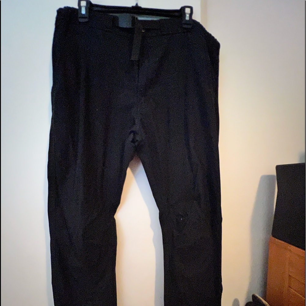 Black work pants with built in belt